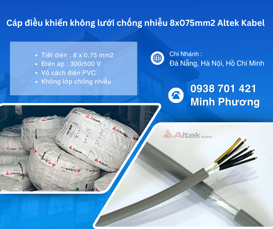 Cáp điều khiển không chống nhiễu 8x0.75mm² – Lựa chọn tối ưu cho hệ thống điều k